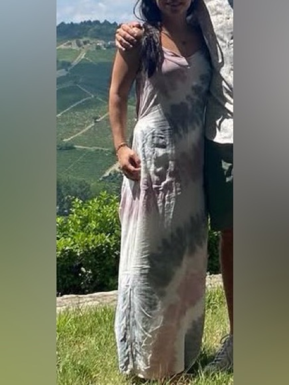 Women's Tie-Dye Maxi Dress - White, Pink, Gray